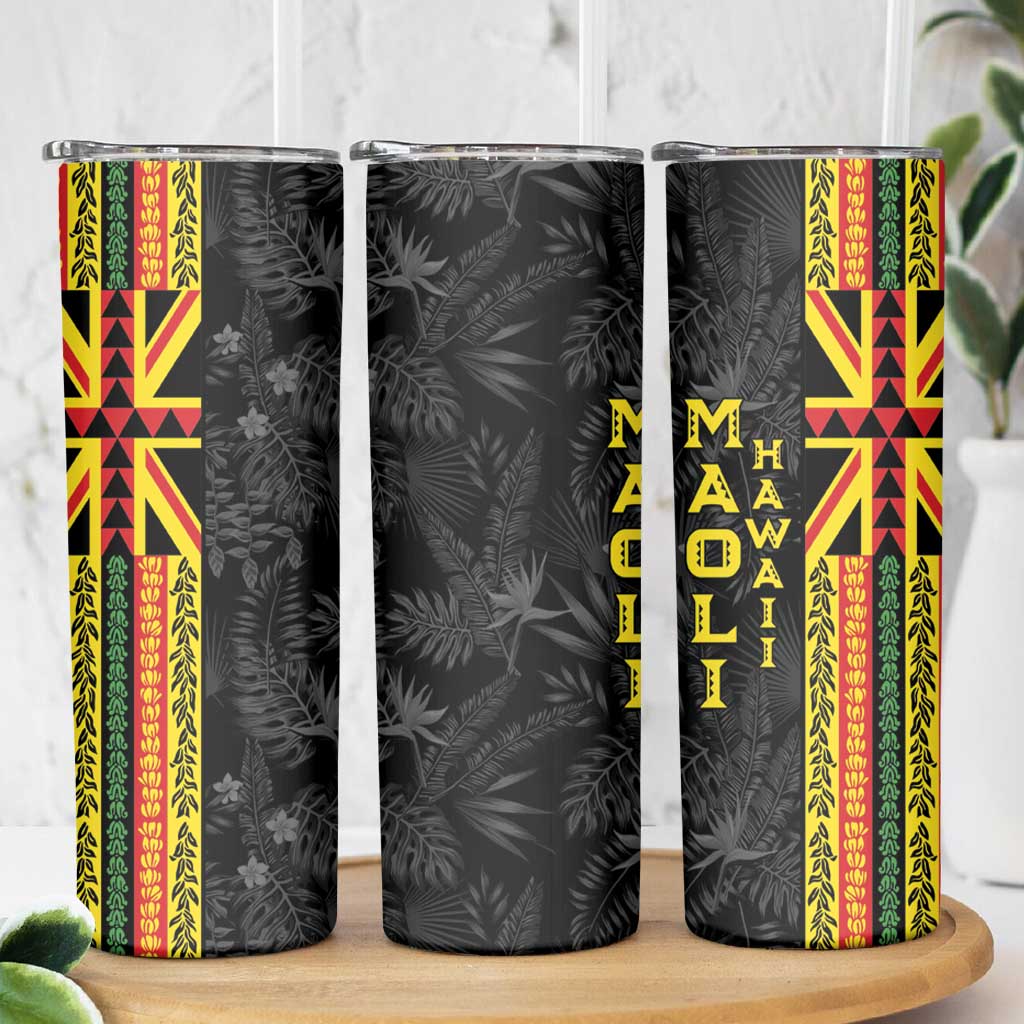 Hawaii Maoli Spirit Skinny Tumbler Kakau Pattern With Flower Lei LT05 - Polynesian Pride