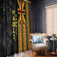 Hawaii Maoli Spirit Window Curtain Kakau Pattern With Flower Lei LT05 - Polynesian Pride