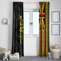 Hawaii Maoli Spirit Window Curtain Kakau Pattern With Flower Lei LT05 - Polynesian Pride