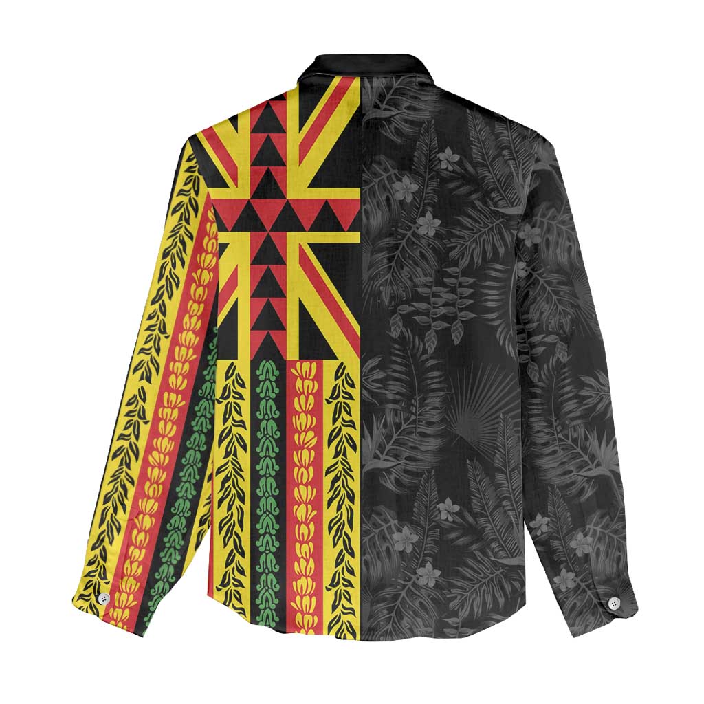 Hawaii Maoli Spirit Women Casual Shirt Kakau Pattern With Flower Lei - Polynesian Pride