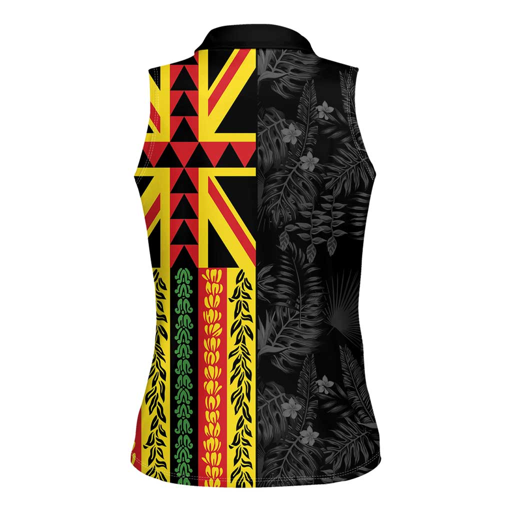 Hawaii Maoli Spirit Women Sleeveless Polo Shirt Kakau Pattern With Flower Lei LT05 - Polynesian Pride