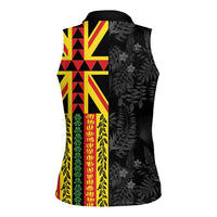 Hawaii Maoli Spirit Women Sleeveless Polo Shirt Kakau Pattern With Flower Lei LT05 - Polynesian Pride