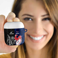 France And New Zealand Rugby AirPods Case Les Bleus Rooster With Maori Tiki LT05 - Polynesian Pride