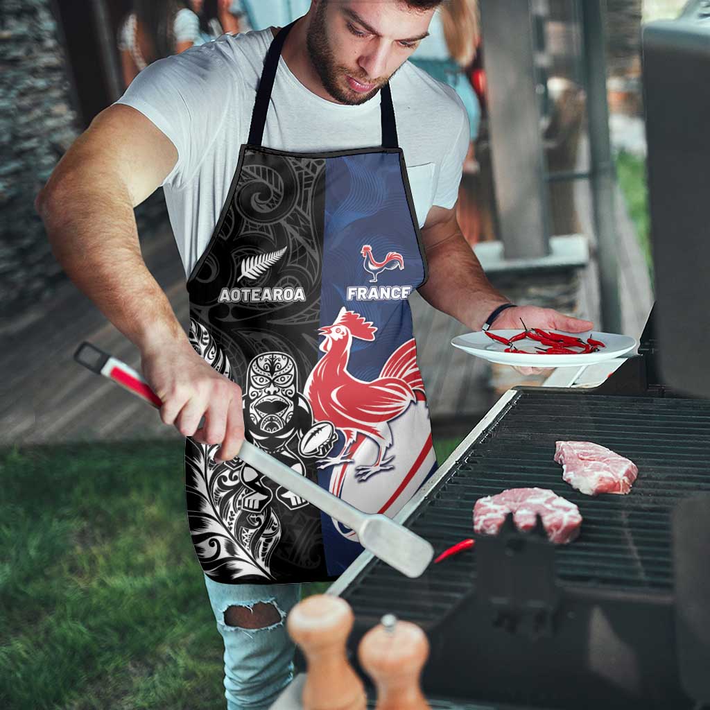 France And New Zealand Rugby Apron Les Bleus Rooster With Maori Tiki LT05 - Polynesian Pride