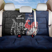 France And New Zealand Rugby Back Car Seat Cover Les Bleus Rooster With Maori Tiki LT05 One Size Black - Polynesian Pride