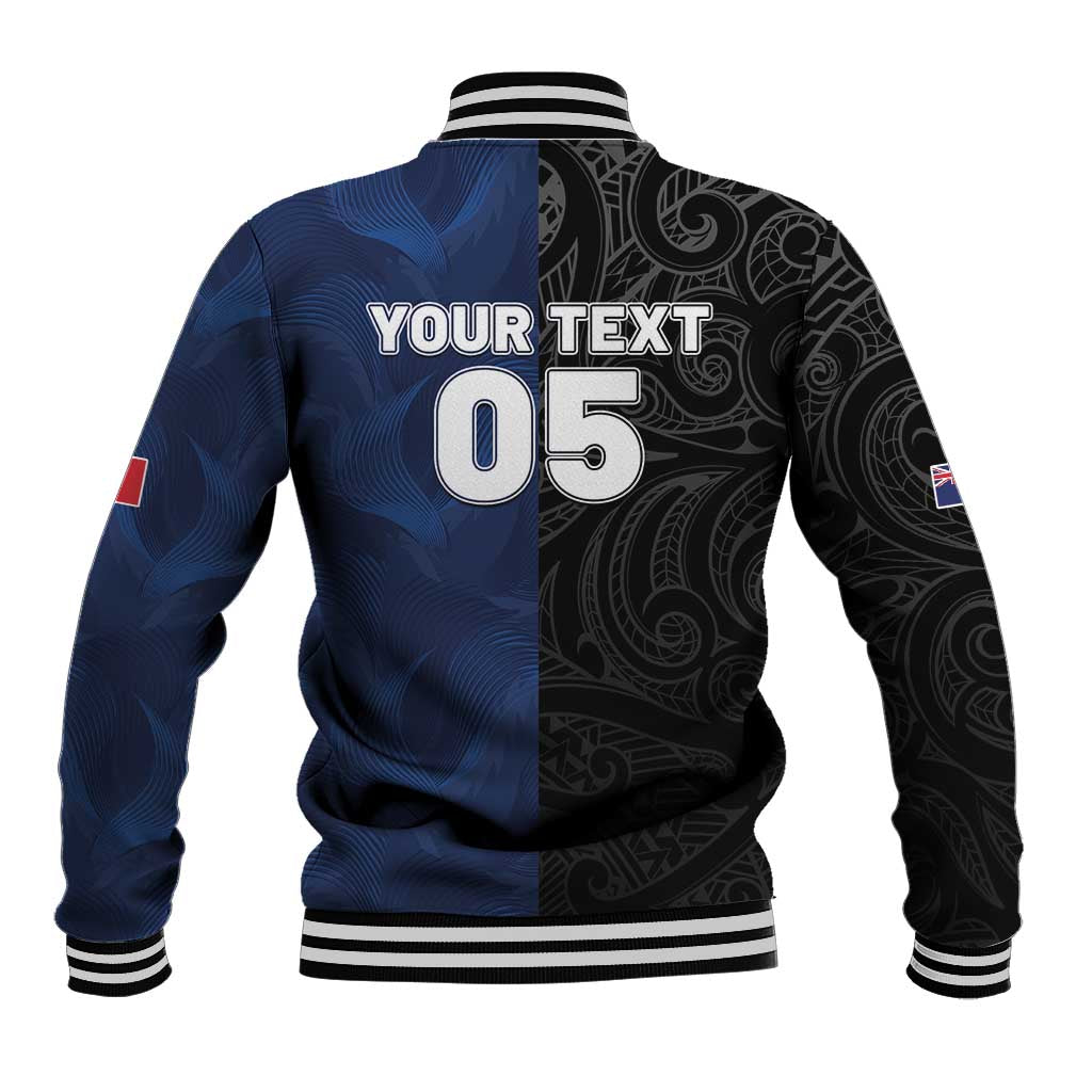 France And New Zealand Rugby Custom Baseball Jacket Les Bleus Rooster With Maori Tiki LT05 - Polynesian Pride