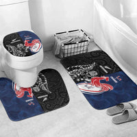 France And New Zealand Rugby Bathroom Set Les Bleus Rooster With Maori Tiki LT05 Mat Set Only (3 pcs) One Size Black - Polynesian Pride