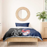 France And New Zealand Rugby Bedding Set Les Bleus Rooster With Maori Tiki LT05 - Polynesian Pride