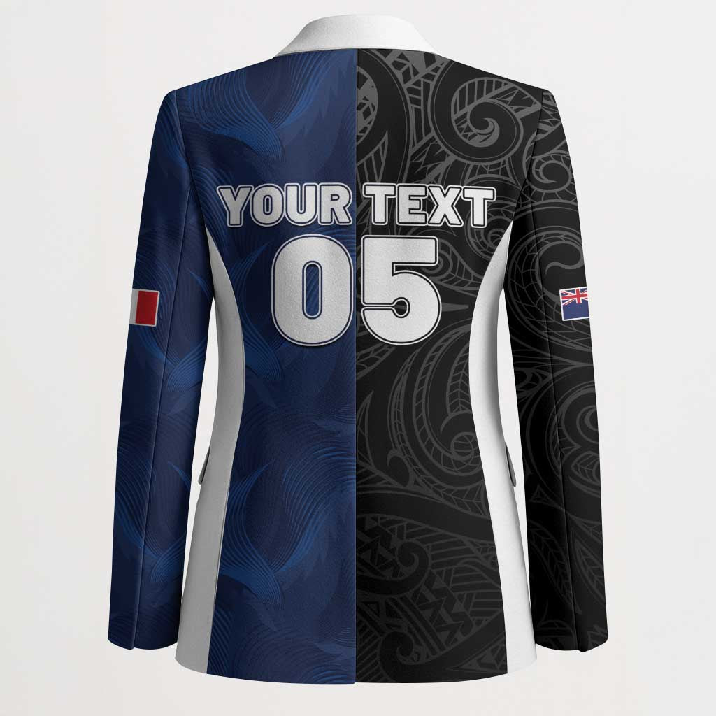 France And New Zealand Rugby Custom Blazer Les Bleus Rooster With Maori Tiki LT05 - Polynesian Pride