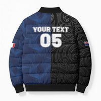 France And New Zealand Rugby Custom Bomber Puffer Jacket Les Bleus Rooster With Maori Tiki LT05 - Polynesian Pride