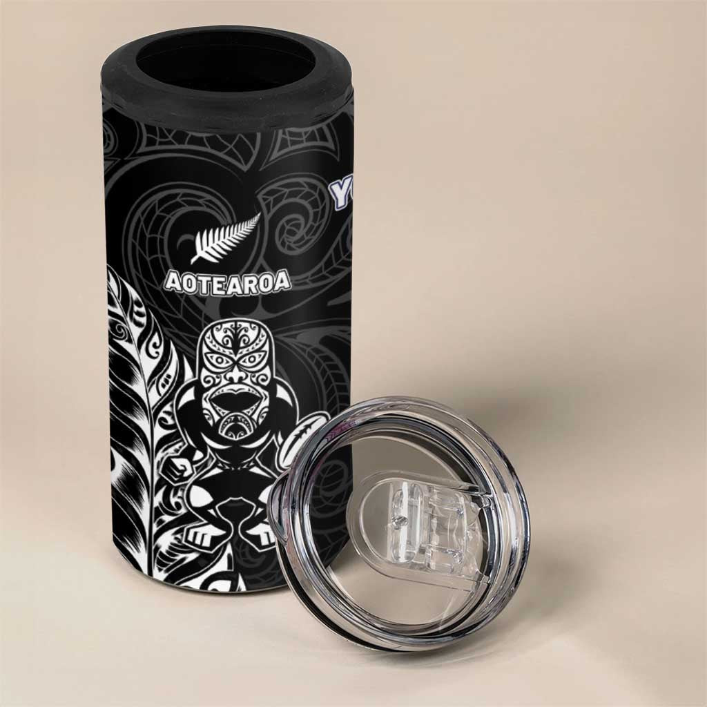 France And New Zealand Rugby Custom 4 in 1 Can Cooler Tumbler Les Bleus Rooster With Maori Tiki LT05 - Polynesian Pride