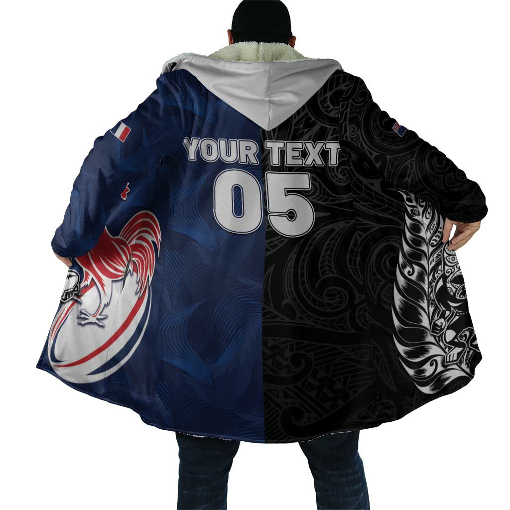 France And New Zealand Rugby Custom Cloak Les Bleus Rooster With Maori Tiki LT05 - Polynesian Pride