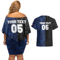 France And New Zealand Rugby Custom Couples Matching Off Shoulder Short Dress and Hawaiian Shirt Les Bleus Rooster With Maori Tiki LT05 - Polynesian Pride