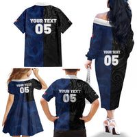France And New Zealand Rugby Custom Family Matching Off The Shoulder Long Sleeve Dress and Hawaiian Shirt Les Bleus Rooster With Maori Tiki LT05 - Polynesian Pride