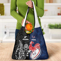 France And New Zealand Rugby Grocery Bag Les Bleus Rooster With Maori Tiki LT05 - Polynesian Pride