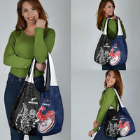 France And New Zealand Rugby Grocery Bag Les Bleus Rooster With Maori Tiki LT05 - Polynesian Pride