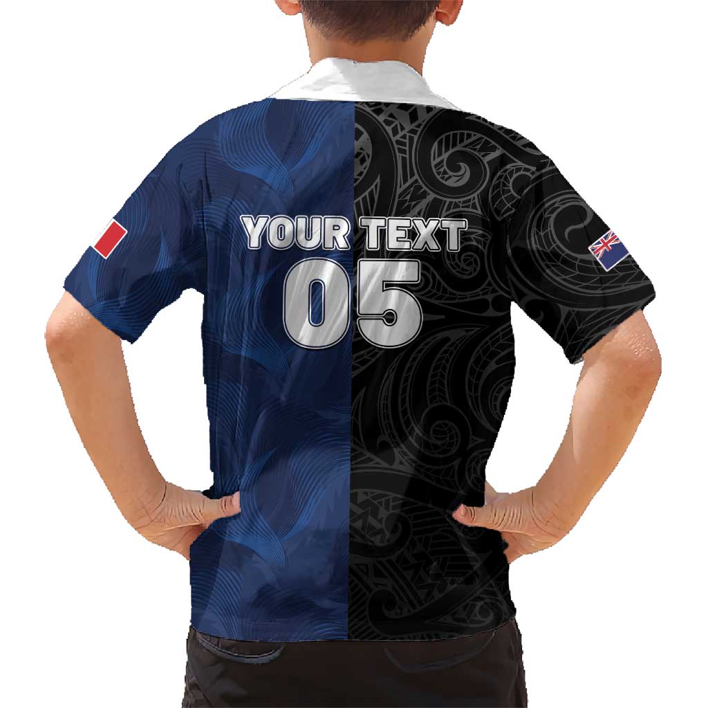 France And New Zealand Rugby Custom Kid Hawaiian Shirt Les Bleus Rooster With Maori Tiki LT05 - Polynesian Pride