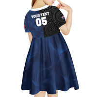 France And New Zealand Rugby Custom Kid Short Sleeve Dress Les Bleus Rooster With Maori Tiki LT05 - Polynesian Pride