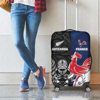 France And New Zealand Rugby Luggage Cover Les Bleus Rooster With Maori Tiki - Polynesian Pride