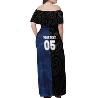 France And New Zealand Rugby Custom Off Shoulder Maxi Dress Les Bleus Rooster With Maori Tiki LT05 - Polynesian Pride