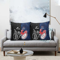 France And New Zealand Rugby Pillow Cover Les Bleus Rooster With Maori Tiki LT05 - Polynesian Pride