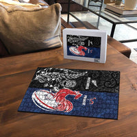 France And New Zealand Rugby Puzzle Les Bleus Rooster With Maori Tiki LT05 - Polynesian Pride