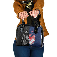 France And New Zealand Rugby Shoulder Handbag Les Bleus Rooster With Maori Tiki LT05 One Size Black - Polynesian Pride