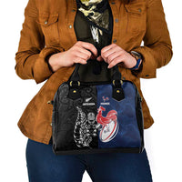 France And New Zealand Rugby Shoulder Handbag Les Bleus Rooster With Maori Tiki LT05 - Polynesian Pride