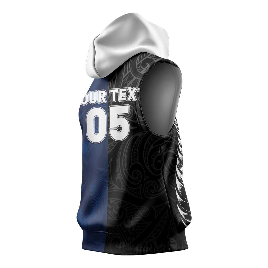 France And New Zealand Rugby Custom Sleeveless Hoodie Les Bleus Rooster With Maori Tiki LT05 - Polynesian Pride