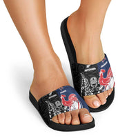 France And New Zealand Rugby Slide Sandals Les Bleus Rooster With Maori Tiki LT05 - Polynesian Pride