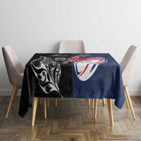 France And New Zealand Rugby Tablecloth Les Bleus Rooster With Maori Tiki LT05 - Polynesian Pride