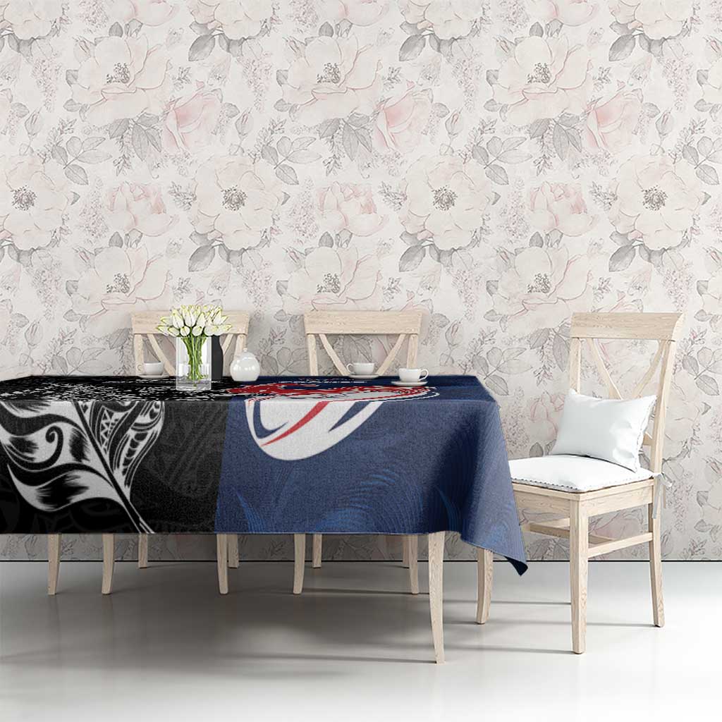 France And New Zealand Rugby Tablecloth Les Bleus Rooster With Maori Tiki LT05 - Polynesian Pride