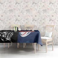 France And New Zealand Rugby Tablecloth Les Bleus Rooster With Maori Tiki LT05 - Polynesian Pride