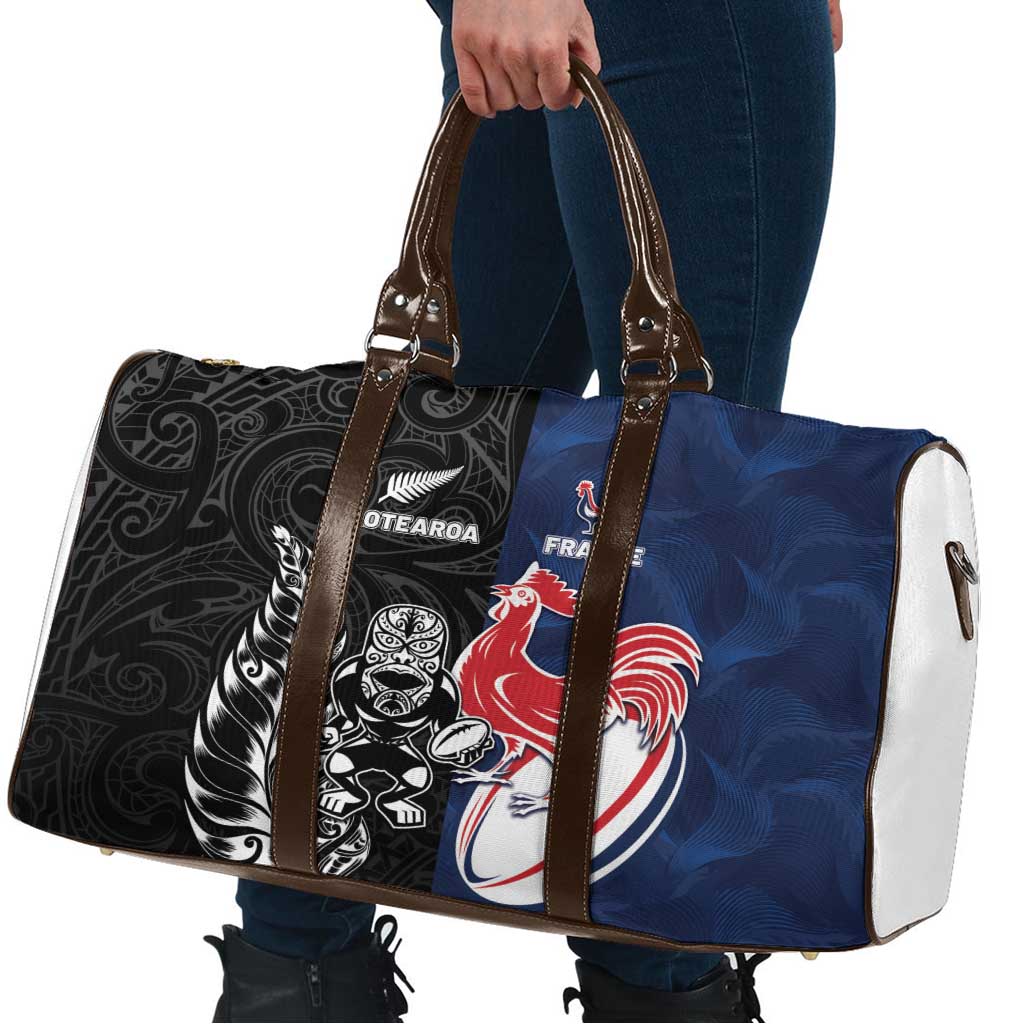 France And New Zealand Rugby Travel Bag Les Bleus Rooster With Maori Tiki LT05 - Polynesian Pride