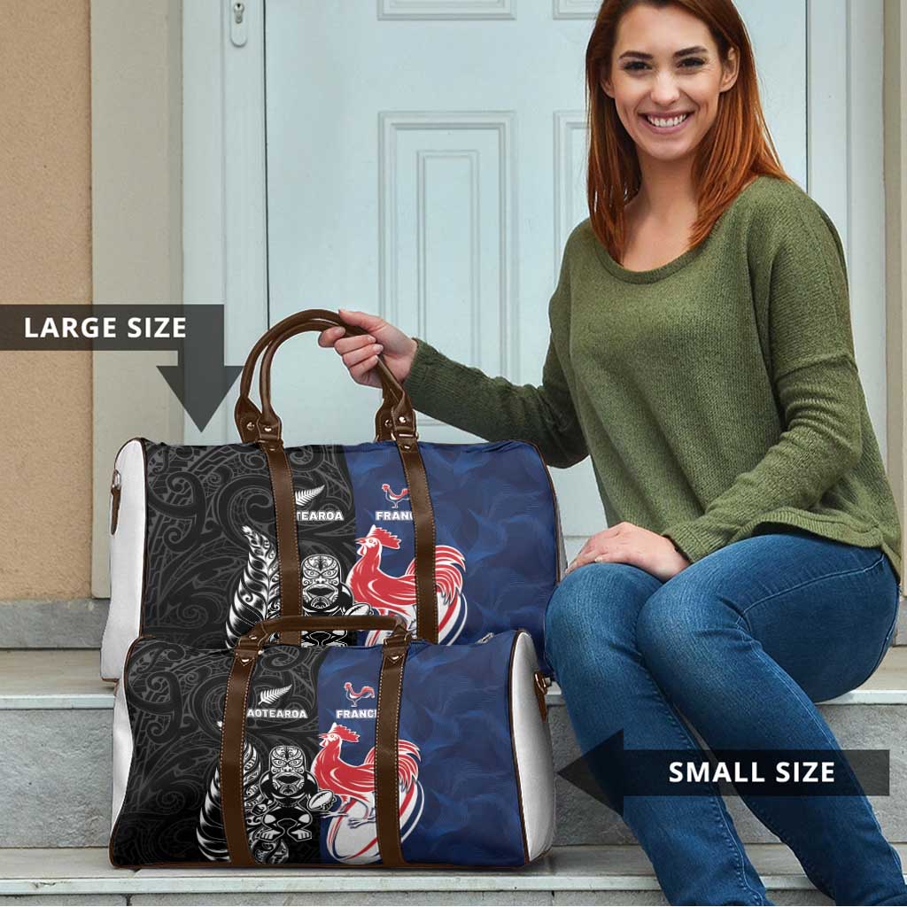 France And New Zealand Rugby Travel Bag Les Bleus Rooster With Maori Tiki LT05 - Polynesian Pride