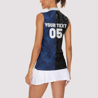 France And New Zealand Rugby Custom Women Sleeveless Polo Shirt Les Bleus Rooster With Maori Tiki LT05 - Polynesian Pride