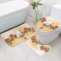 New Zealand Aotearoa Cockatoo Bathroom Set Maori Pattern With Pohutukawa Flowers