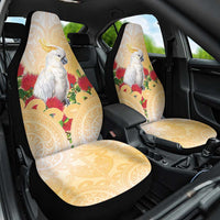 New Zealand Aotearoa Cockatoo Car Seat Cover Maori Pattern With Pohutukawa Flowers LT05 One Size Beige - Polynesian Pride