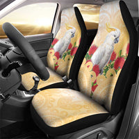 New Zealand Aotearoa Cockatoo Car Seat Cover Maori Pattern With Pohutukawa Flowers LT05 - Polynesian Pride