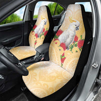 New Zealand Aotearoa Cockatoo Car Seat Cover Maori Pattern With Pohutukawa Flowers LT05 - Polynesian Pride