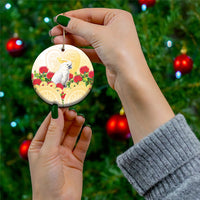 New Zealand Aotearoa Cockatoo Ceramic Ornament Maori Pattern With Pohutukawa Flowers LT05 - Polynesian Pride