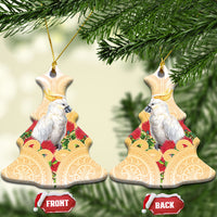 New Zealand Aotearoa Cockatoo Ceramic Ornament Maori Pattern With Pohutukawa Flowers LT05 Christmas Tree Beige - Polynesian Pride