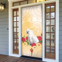 New Zealand Aotearoa Cockatoo Door Cover Maori Pattern With Pohutukawa Flowers LT05 - Polynesian Pride