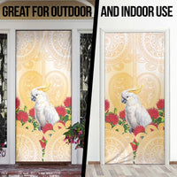 New Zealand Aotearoa Cockatoo Door Cover Maori Pattern With Pohutukawa Flowers LT05 - Polynesian Pride