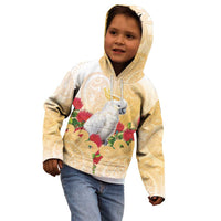 New Zealand Aotearoa Cockatoo Kid Hoodie Maori Pattern With Pohutukawa Flowers LT05 - Polynesian Pride
