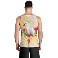 New Zealand Aotearoa Cockatoo Men Tank Top Maori Pattern With Pohutukawa Flowers LT05 - Polynesian Pride
