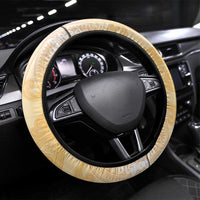 New Zealand Aotearoa Cockatoo Steering Wheel Cover Maori Pattern With Pohutukawa Flowers LT05 Universal Fit Beige - Polynesian Pride