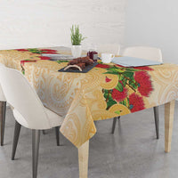 New Zealand Aotearoa Cockatoo Tablecloth Maori Pattern With Pohutukawa Flowers LT05 - Polynesian Pride