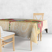 New Zealand Aotearoa Cockatoo Tablecloth Maori Pattern With Pohutukawa Flowers LT05 - Polynesian Pride