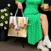 New Zealand Aotearoa Cockatoo Tote Bag Maori Pattern With Pohutukawa Flowers LT05 - Polynesian Pride